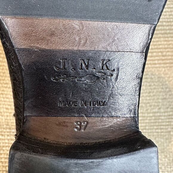 NWT I.N.K. Moto distressed crackle effect buckle leather boots Italy sz 37 - Picture 12 of 14